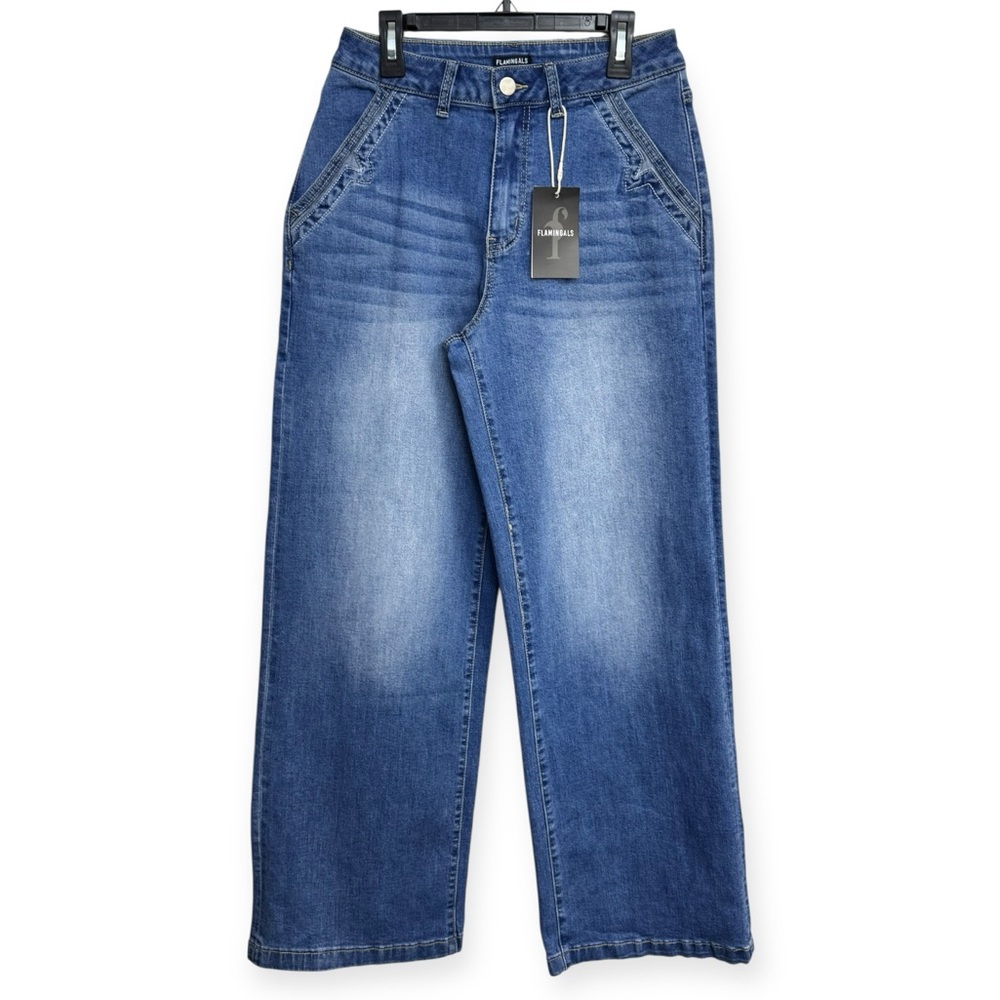 Flamingals Women’s Classic Blue Wide-Leg Jeans Size S